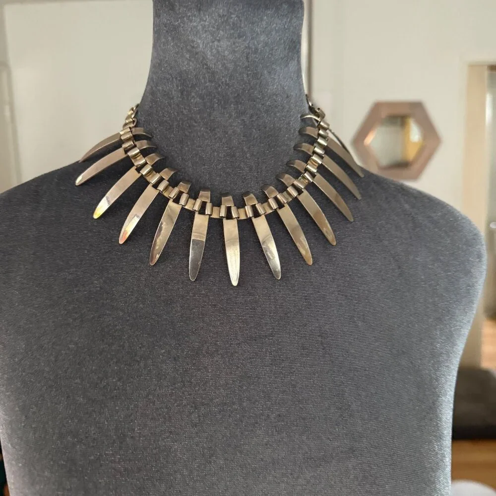 Vintage Industrial Style Chrome Necklace - Picture 1 of 4